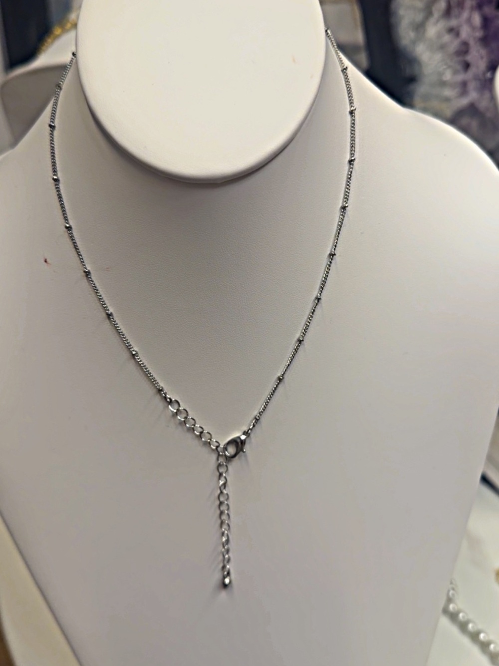 Silver Heart Pendant Necklace with Crystal Pavé - Women's Jewelry - Picture 2 of 2
